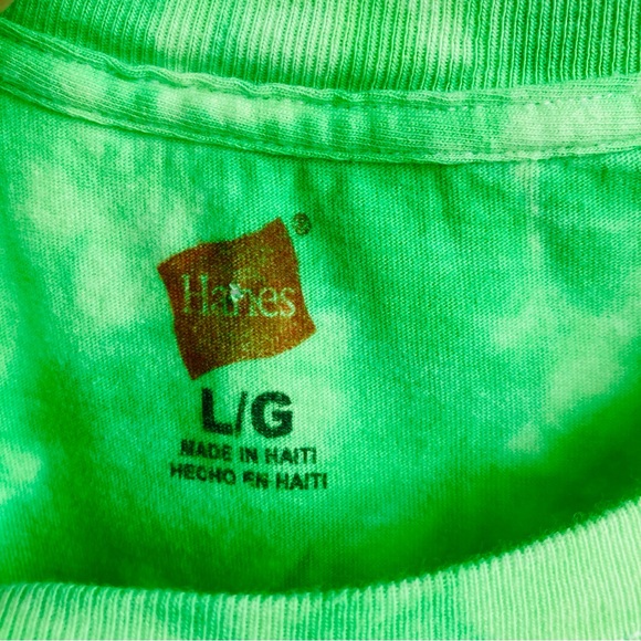 Hanes Sharky's Panama City green tie dye graphic short sleeve tee, Sz L - Picture 9 of 15